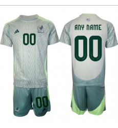 Men's Mexico Custom 2024-25 Green Away Soccer Jersey Suit
