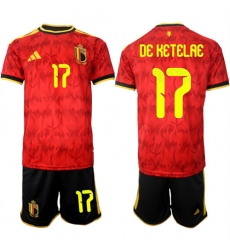 Men's Belgium #17 DE KETELAE National Team FIFA x World Cup 2026 Home Red On Field Jersey