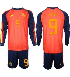 Men's Spain #9 GAVI National Team FIFA x World Cup 2026 Long Sleeve Home Red On Field Jerseys