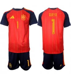 Men's Spain Team #1 David Raya 2025-26 Red Home Soccer Jersey Suit