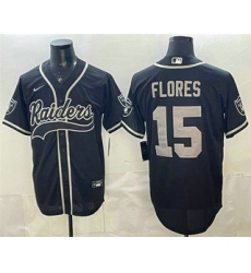 Men's Las Vegas Raiders #15 Tom Flores Black Cool Base Stitched Baseball Jersey