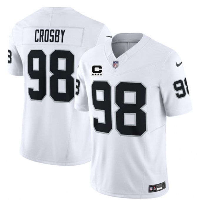 Men's Las Vegas Raiders #98 Maxx Crosby White 2025 F.U.S.E. With 4-Star C Vapor Limited Football Stitched Jersey
