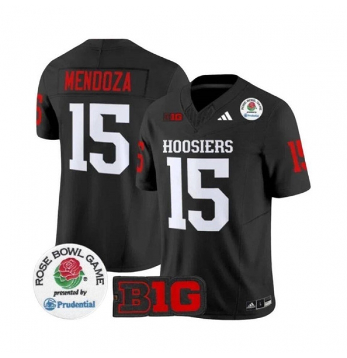 Men's Indiana Hoosiers #15 Fernando Mendoza 2025 F.U.S.E. Rose Bowl Black Stitched Jersey
