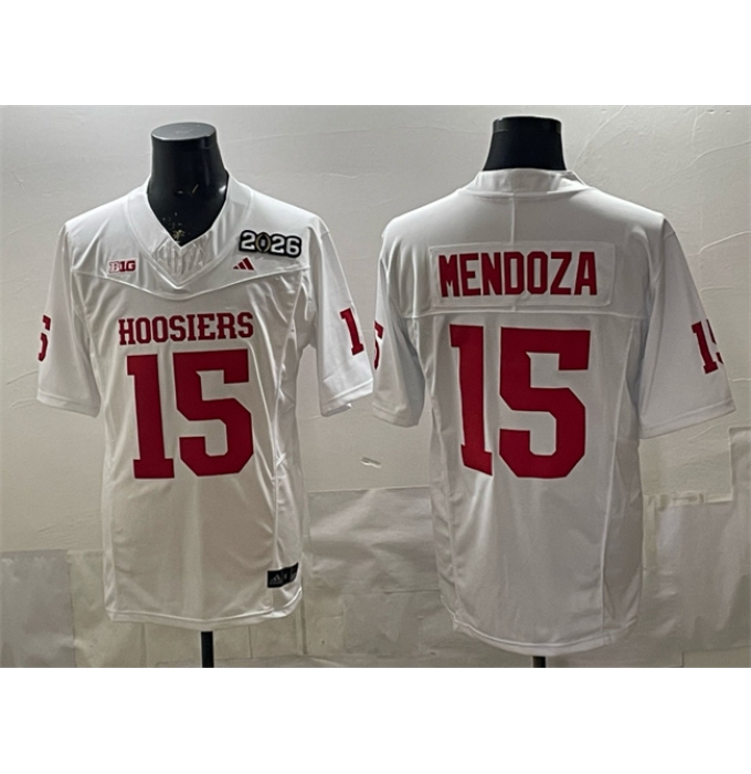 Men's Indiana Hoosiers #15 Fernando Mendoza White F.U.S.E. 2026 Patch Stitched Football Jersey