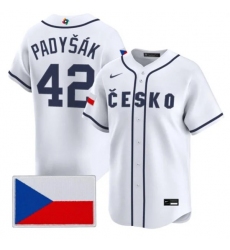 Men's Czech Republic Baseball #42 Daniel Padyk Nike White 2026 World Baseball Classic Jersey