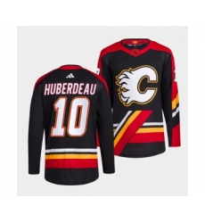 Men's Calgary Flames #10 Jonathan Huberdeau Black 2022-23 Reverse Retro Stitched Jersey