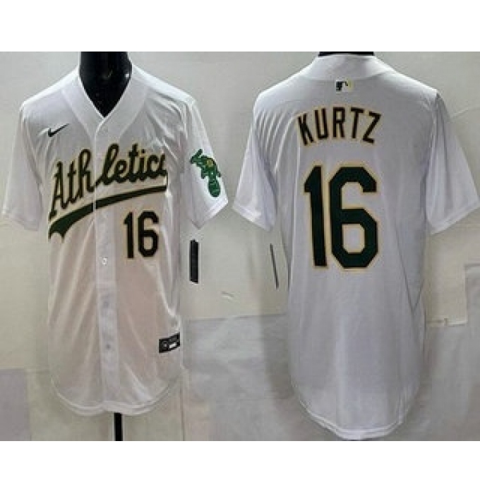 Men's Oakland Athletics #16 Nick Kurtz White Limited Jersey