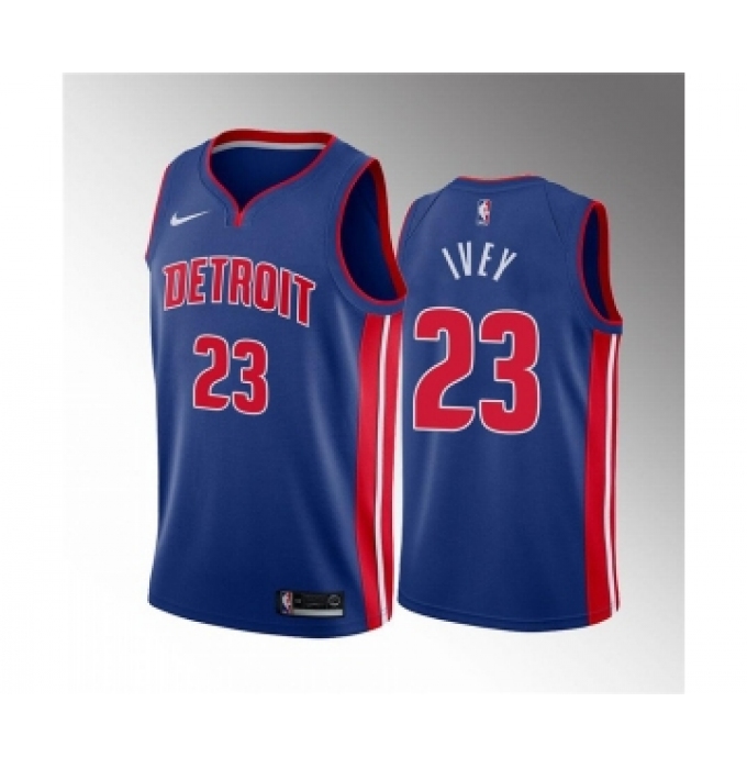 Men's Detroit Pistons #23 Jaden Ivey 2022 Draft Blue Basketball Stitched Jersey