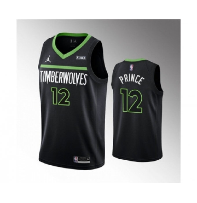 Men's Minnesota Timberwolves #12 Taurean Prince Black Statement Edition Stitched Jersey