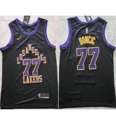 Men's Los Angeles Lakers #77 Luka Doncic Black 2025 City Swingman Jersey