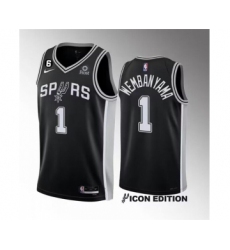 Men's San Antonio Spurs #1 Victor Wembanyama Black 2022-23 Icon Edition With NO.6 Stitched Basketball Jersey