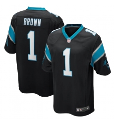 Men's Carolina Panthers #1 Derrick Brown Nike Black 2020 NFL Draft First Round Pick Game Jersey