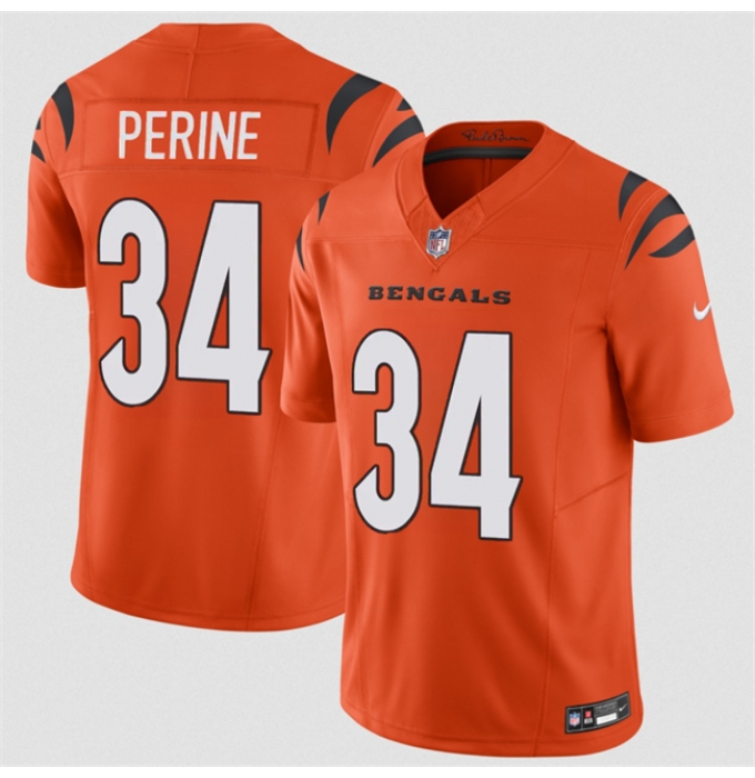 Men's Cincinnati Bengals #34 Samaje Perine Orange 2025 F.U.S.E. Vapor Untouchable Limited Stitched Football Jersey