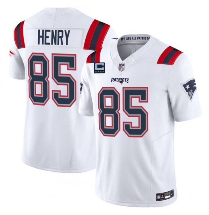 Men's New England Patriots #85 Hunter Henry White 2025 F.U.S.E. With 4-Star C Vapor Limited Stitched Jersey