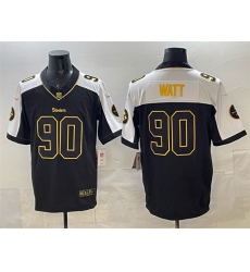 Men's Pittsburgh Steelers #90 T.J. Watt Black White F.U.S.E. Vapor Untouchable Limited Football Stitched Jersey