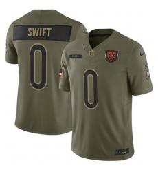 Men's Chicago Bears #0 D'Andre Swift Olive 2025 Salute to Service Limited Football Stitched Jersey