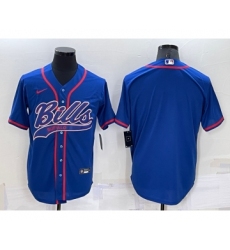 Men's Buffalo Bills Blank Blue Stitched MLB Cool Base Nike Baseball Jersey