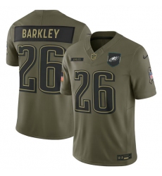 Men's Philadelphia Eagles #26 Saquon Barkley Olive 2025 Salute to Service Limited Football Stitched Jersey
