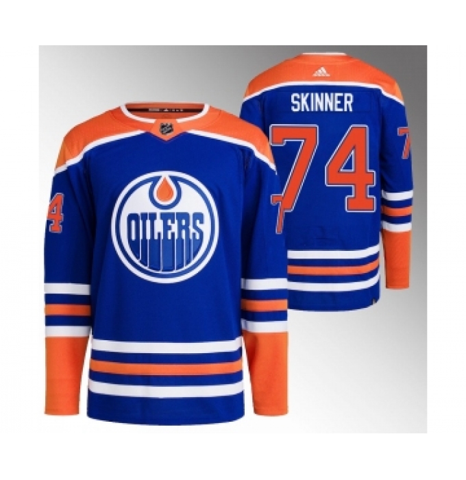 Men's Edmonton Oilers #74 Stuart Skinner Royal Stitched Jersey