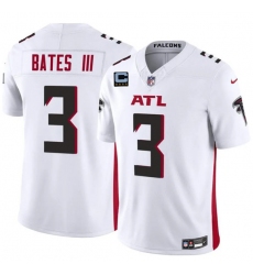 Men's Atlanta Falcons #3 Jesse Bates III White 2025 F.U.S.E With 4-Star C Vapor Untouchable Limited Football Stitched Jersey