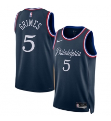 Men's Philadelphia 76ers #5 Quentin Grimes Navy 2025-26 City Edition Swingman Stitched Jersey