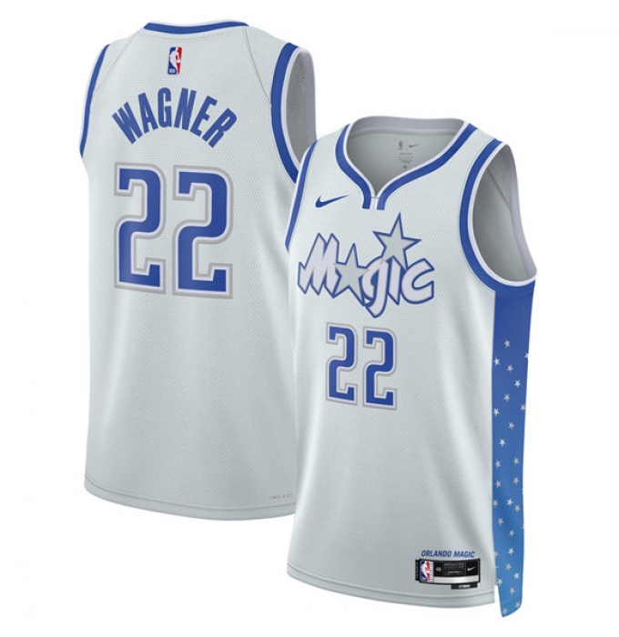 Men's Orlando Magic #22 Franz Wagner Silver 2025-26 City Edition Stitched Basketball Jersey