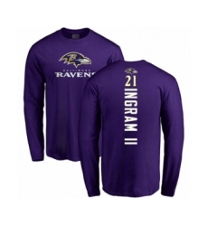 Football Baltimore Ravens #21 Mark Ingram II Purple Backer Long Sleeve T-Shirt