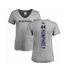 Football Women's Baltimore Ravens #44 Marlon Humphrey Ash Backer V-Neck T-Shirt