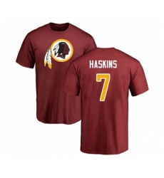 Football Washington Redskins #7 Dwayne Haskins Maroon Name & Number Logo T-Shirt