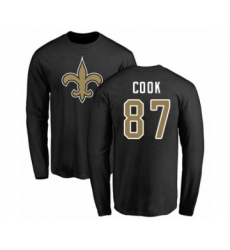 Football New Orleans Saints #87 Jared Cook Black Name & Number Logo Long Sleeve T-Shirt