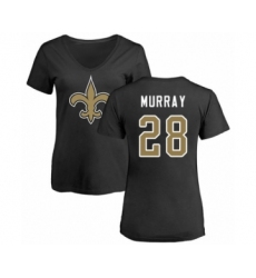 Football Women's New Orleans Saints #28 Latavius Murray Black Name & Number Logo Slim Fit T-Shirt
