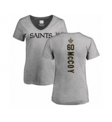 Football Women's New Orleans Saints #60 Erik McCoy Ash Backer V-Neck T-Shirt