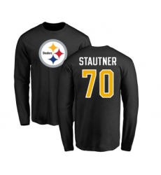 Football Pittsburgh Steelers #70 Ernie Stautner Black Name & Number Logo Long Sleeve T-Shirt