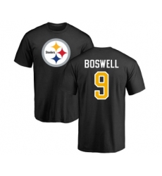 Football Pittsburgh Steelers #9 Chris Boswell Black Name & Number Logo T-Shirt