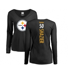Football Women's Pittsburgh Steelers #50 Ryan Shazier Black Backer Slim Fit Long Sleeve T-Shirt