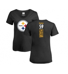 Football Women's Pittsburgh Steelers #59 Jack Ham Black Backer Slim Fit T-Shirt