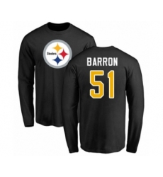 Pittsburgh Steelers #51 Mark Barron Black Name & Number Logo Long Sleeve T-Shirt