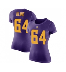 Football Women's Minnesota Vikings #64 Josh Kline Purple Rush Pride Name & Number T-Shirt