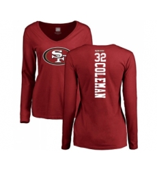 Football Women's San Francisco 49ers #32 Tevin Coleman Red Backer Long Sleeve T-Shirt