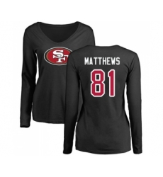 Football Women's San Francisco 49ers #81 Jordan Matthews Black Name & Number Logo Long Sleeve T-Shirt