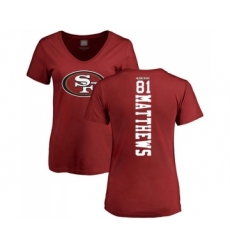 Football Women's San Francisco 49ers #81 Jordan Matthews Red Backer T-Shirt
