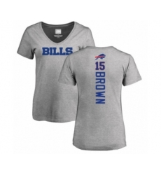 Football Women's Buffalo Bills #15 John Brown Ash Backer V-Neck T-Shirt