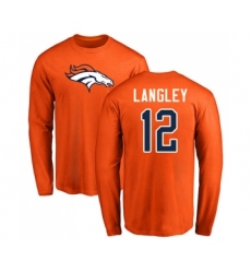 Football Denver Broncos #12 Brendan Langley Orange Name & Number Logo Long Sleeve T-Shirt