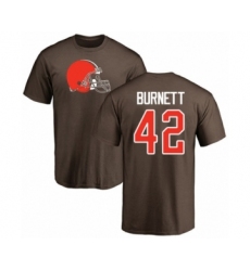 Football Cleveland Browns #42 Morgan Burnett Brown Name & Number Logo T-Shirt