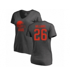 Football Women's Cleveland Browns #26 Greedy Williams Ash One Color T-Shirt