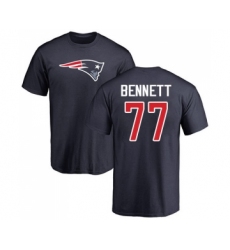 Football New England Patriots #77 Michael Bennett Navy Blue Name & Number Logo T-Shirt