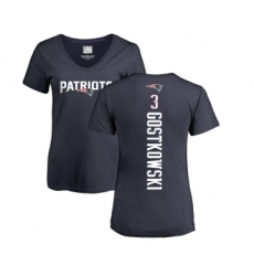 Football Women's New England Patriots #3 Stephen Gostkowski Navy Blue Backer T-Shirt