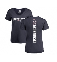 Football Women's New England Patriots #87 Rob Gronkowski Navy Blue Backer T-Shirt