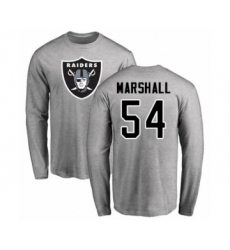 Football Oakland Raiders #54 Brandon Marshall Ash Name & Number Logo Long Sleeve T-Shirt