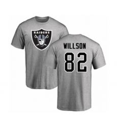 Football Oakland Raiders #82 Luke Willson Ash Name & Number Logo T-Shirt